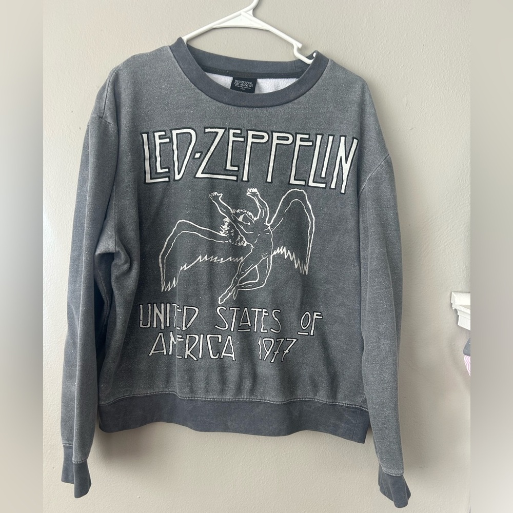 Led Zeppelin 1977 USA Gray Graphic Sweatshirt Size L